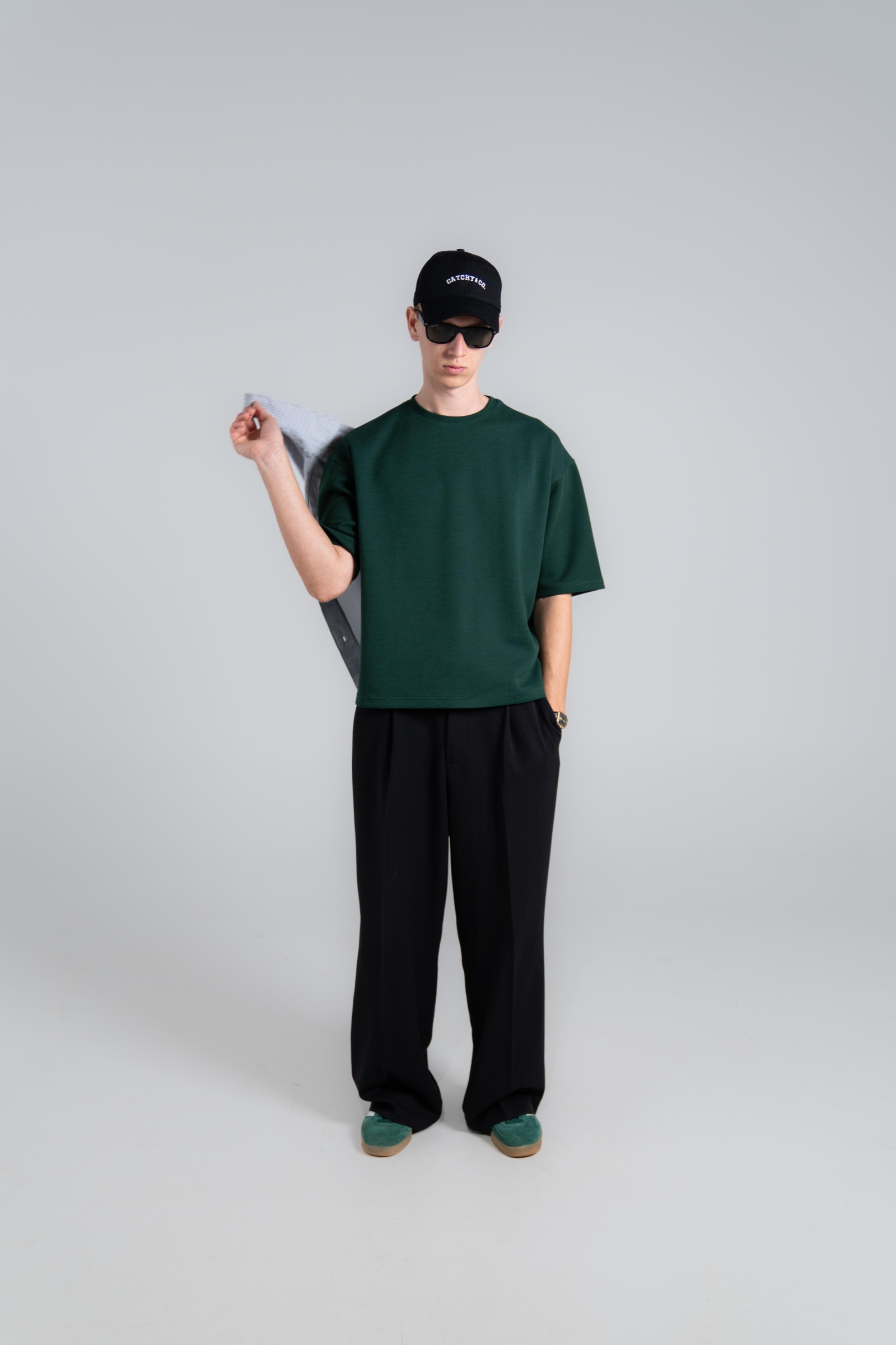 Cropped Fit Interlock T-shirt Yeşil