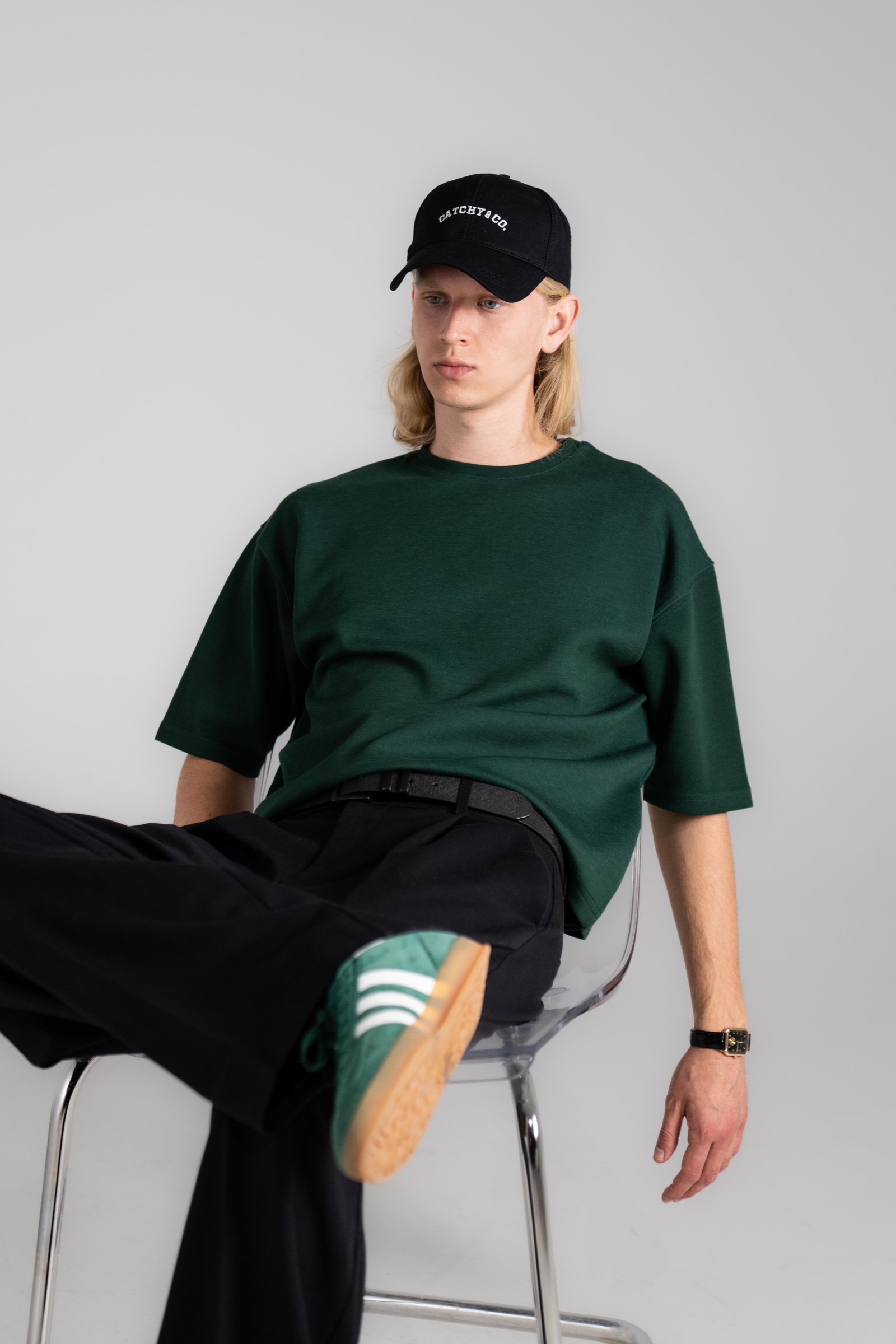 Cropped Fit Interlock T-shirt Yeşil