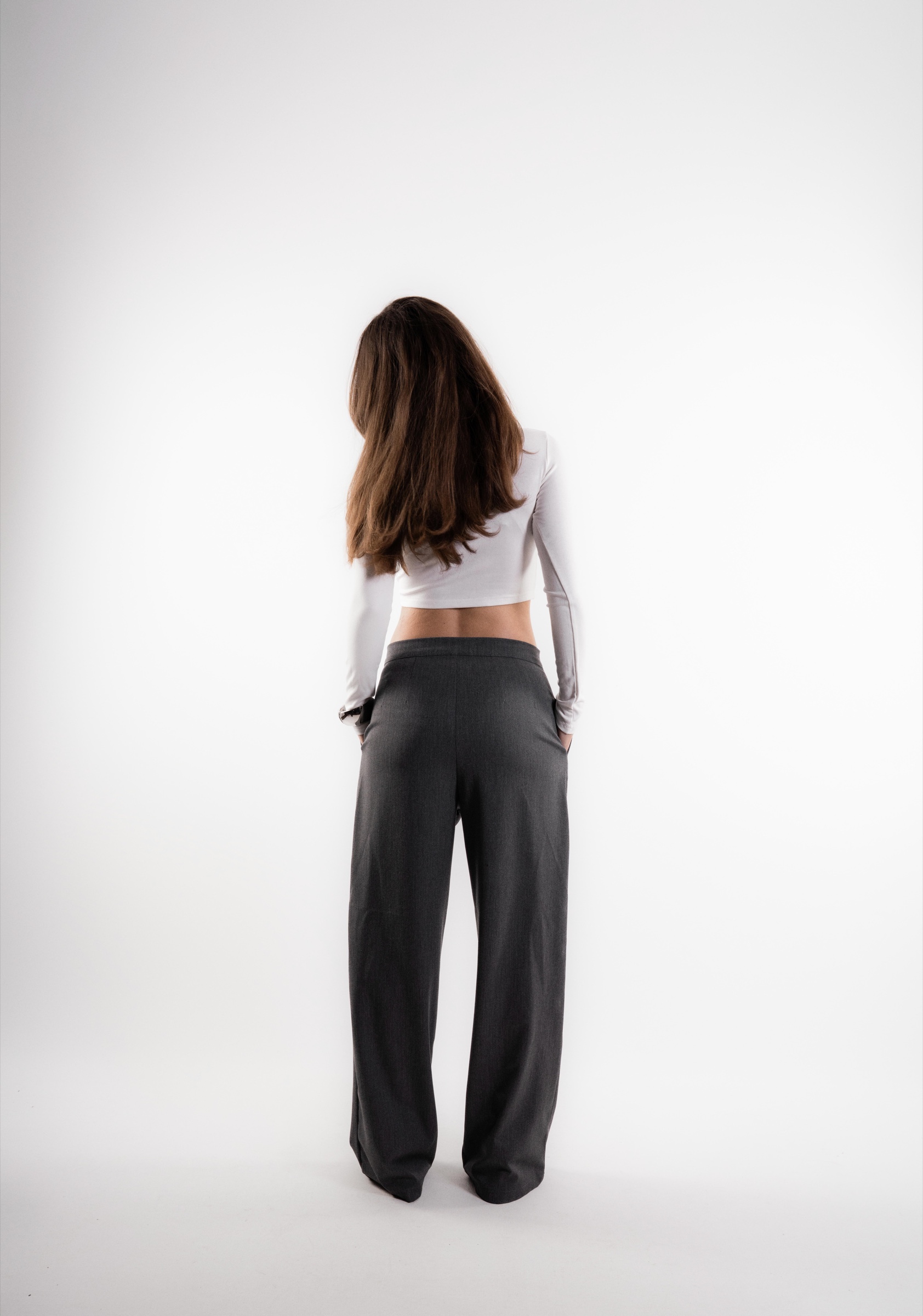Wide Leg Kumaş Pantolon Füme
