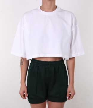 %100 Pamuk Basic Crop Tshirt